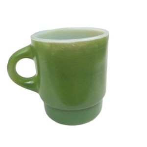 Vintage Anchor Hocking Fire King Avocado Green Stackable Coffee Mug D Handle